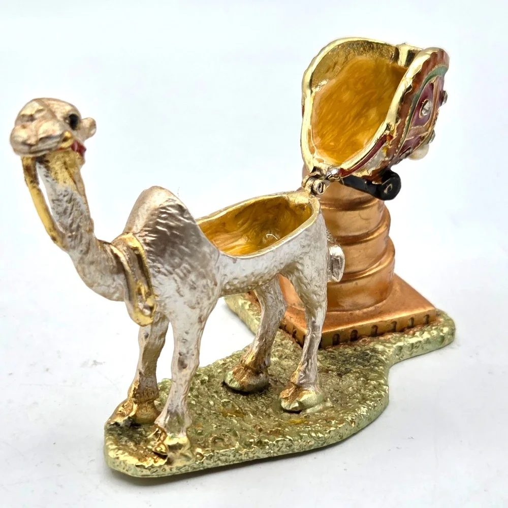 VINTAGE Jeweled Camel‎ Trinket Box Multicolor Hinged with Rhinestones, IRAQ